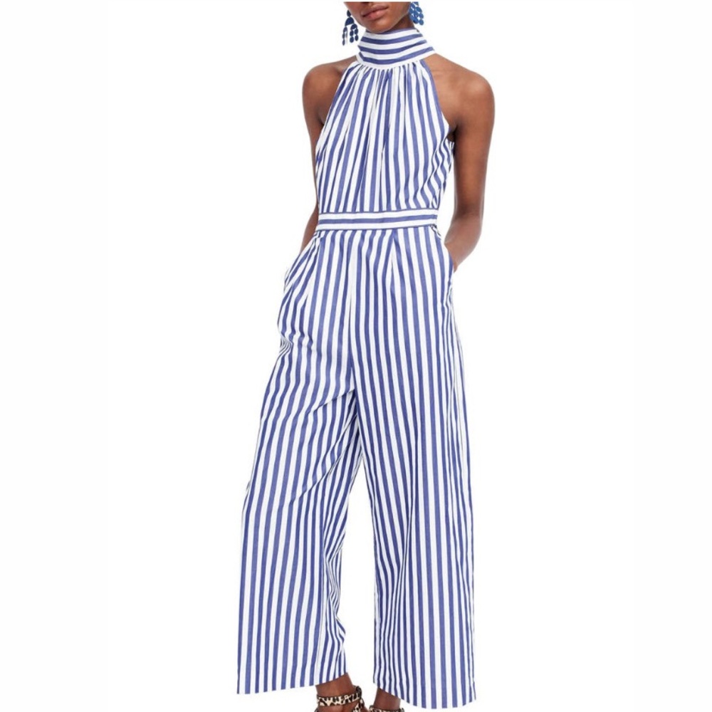 Jcrew striped jumpsuit